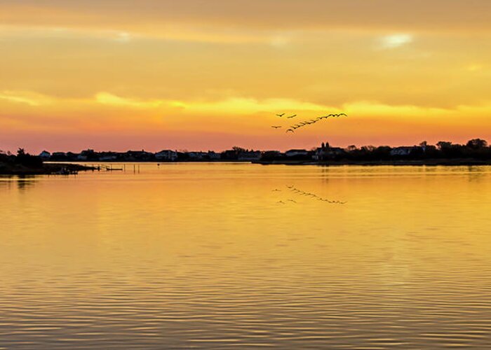 Sunset Greeting Card featuring the photograph Sunset At Quogue Long Island by Cathy Kovarik