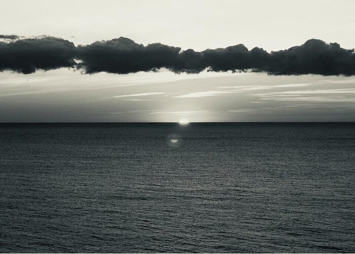 Conversion From Color To B+w Greeting Card featuring the photograph Sunset at Sea by Roger Cummiskey