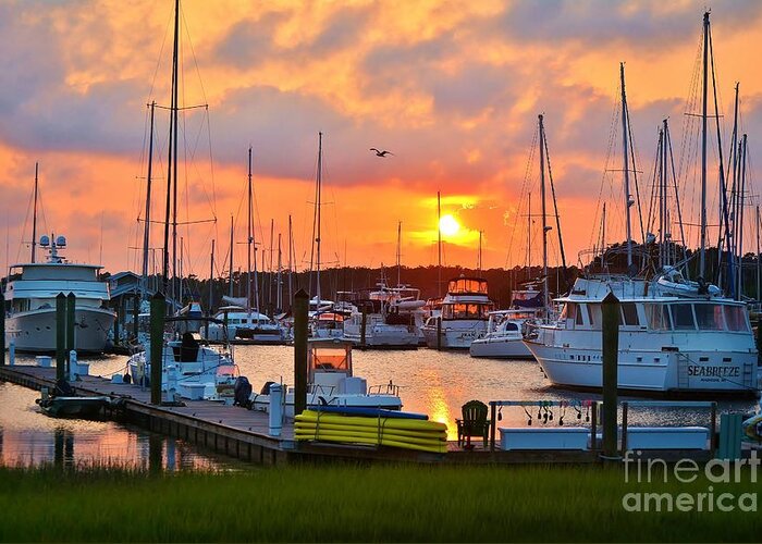 Southport Greeting Card featuring the photograph Sunset at Southport Marina 2 by Kelly Nowak