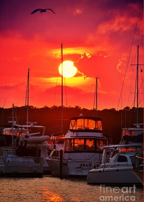 Southport Greeting Card featuring the photograph Sunset at Southport Marina by Kelly Nowak