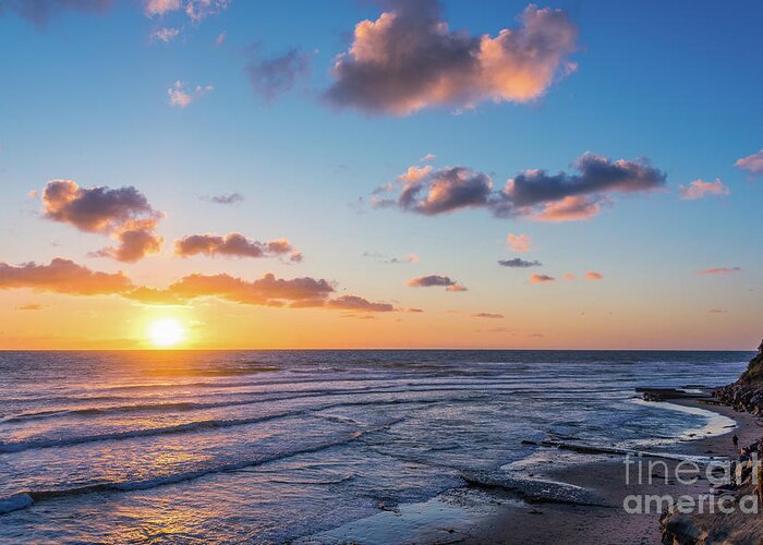 Beach Greeting Card featuring the photograph Sunset at Swami's Beach by David Levin