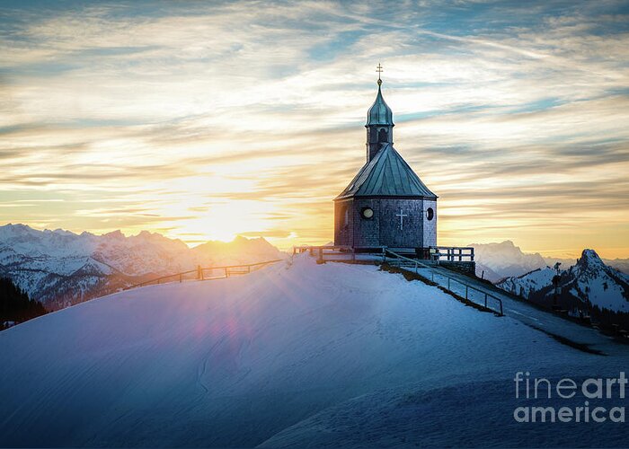 Wallberg Greeting Card featuring the photograph Sunset At The Top by Hannes Cmarits