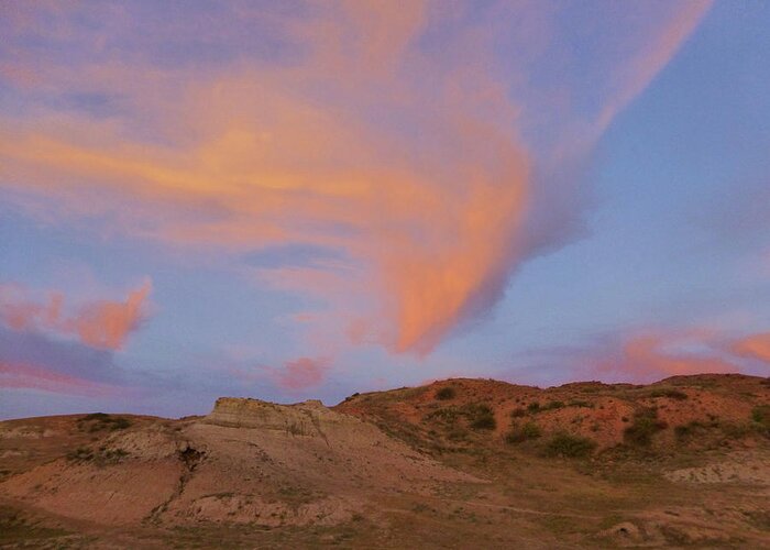 North Dakota Greeting Card featuring the photograph Sunset Clouds, Badlands by Cris Fulton