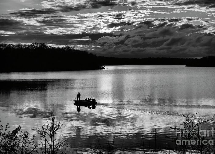 Fishing Greeting Card featuring the photograph Sunset Fisherman 2 by Dennis Hedberg