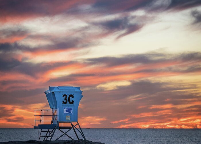 Beach Greeting Card featuring the photograph Sunset for Lifeguard Tower 3C by David Levin