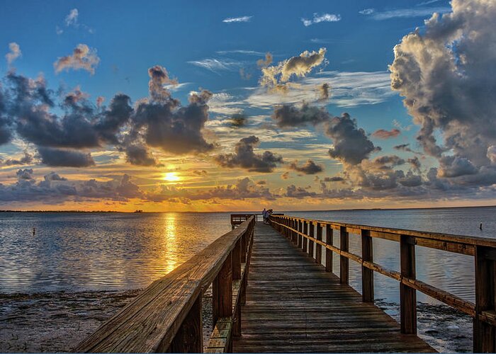 Crystal Beach Greeting Card featuring the photograph Sunset from the pier by Jane Luxton