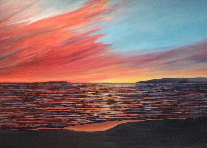 Landscape Greeting Card featuring the painting Sunset Georgian Bay by Cynthia Blair