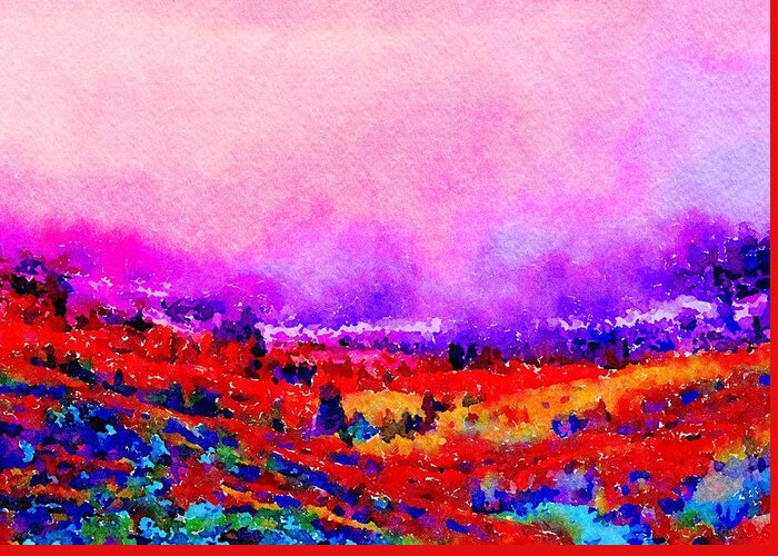 Angela Treat Lyon Greeting Card featuring the painting Sunset Hills by Angela Treat Lyon