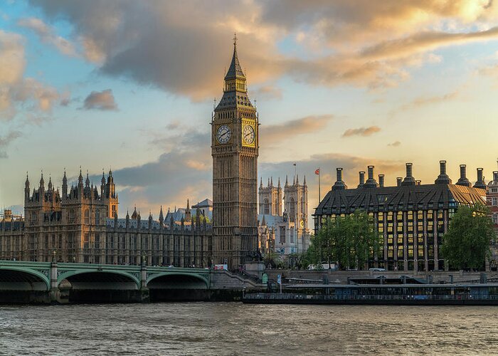 London Greeting Card featuring the photograph Sunset in London Westminster by James Udall