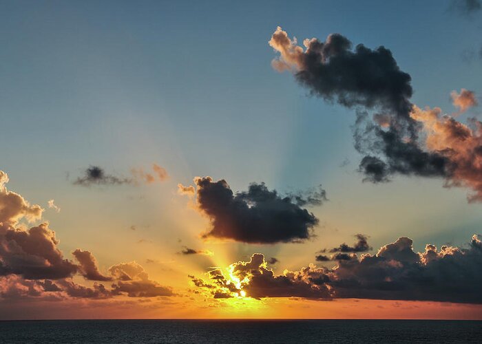 Caribbean Greeting Card featuring the photograph Sunset in the Caribbean Sea by Joel Thai