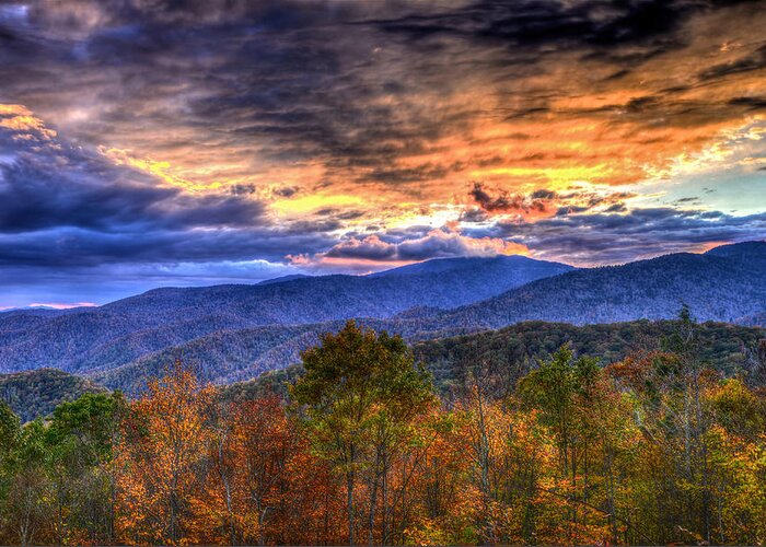 Great Smoky Mountains National Park Greeting Card featuring the photograph Sunset in the Smokies by Don Mercer