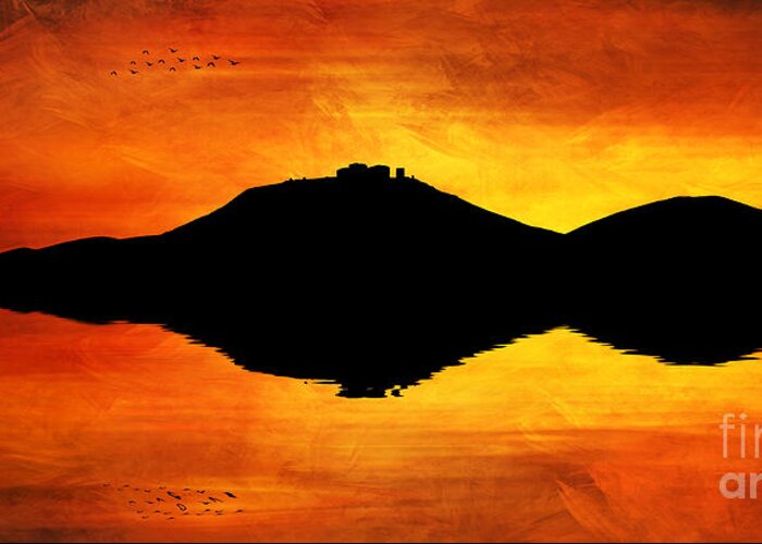 Sunset Greeting Card featuring the digital art Sunset Island by Ian Mitchell