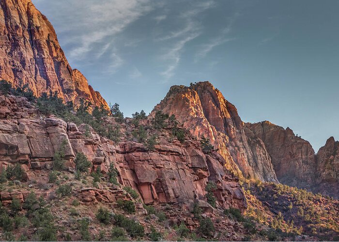 Zion Greeting Card featuring the photograph Sunset Lighting At Zion by James Woody