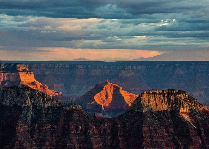 Grand Canyon Greeting Card featuring the photograph Sunset lights Angels Gate by Gaelyn Olmsted
