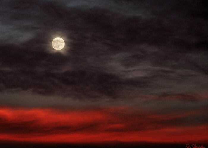 Sunset Greeting Card featuring the photograph Sunset Moon by Joe Bonita