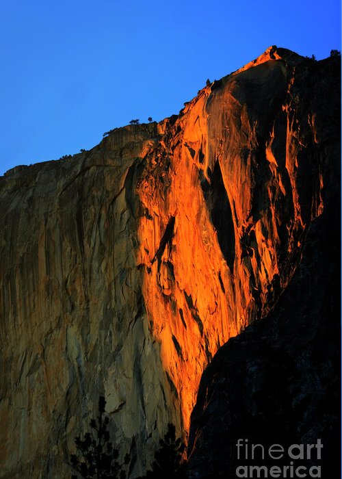 Horsetail Fall Greeting Card featuring the photograph Sunset on Horsetail Fall by Jim And Emily Bush