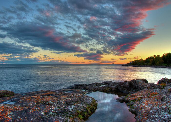 Minnesota Greeting Card featuring the photograph Sunset on Lake Superior by Steve Stuller