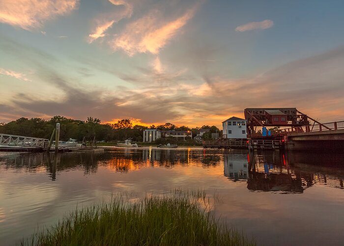 Sunset Greeting Card featuring the photograph Sunset on The Drawbridge by Brian MacLean