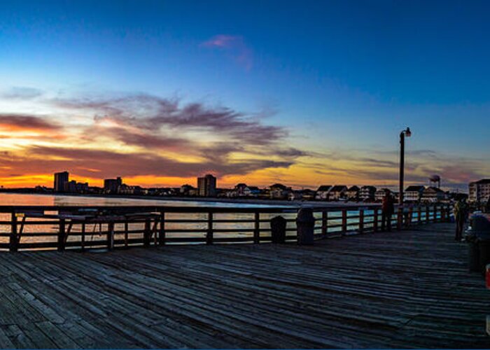 Myrtle Beach Days Collection Greeting Card featuring the photograph Sunset on the Cherry Grove Pier by David Smith
