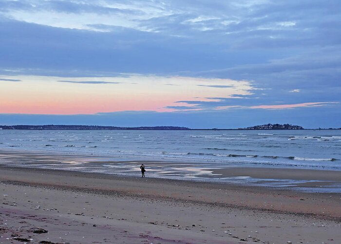 Revere Greeting Card featuring the photograph Sunset over Nahant From Revere Beach Revere MA by Toby McGuire
