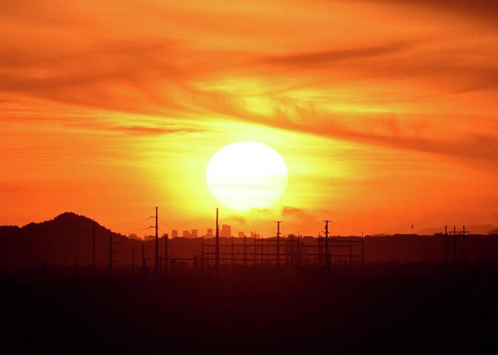 Sunset Greeting Card featuring the photograph Sunset Over Phoenix by Ben Foster
