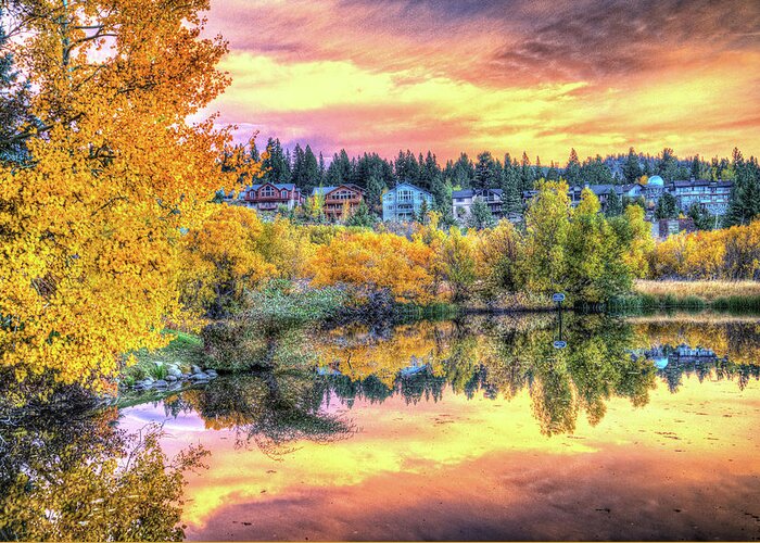 Sunset Greeting Card featuring the photograph Sunset Reflections in Mammoth Lakes by Lynn Bauer