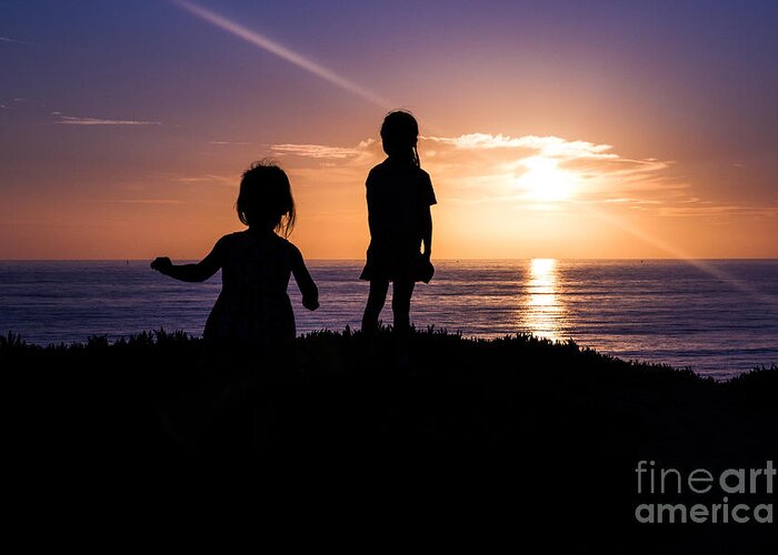 Sunset Greeting Card featuring the photograph Sunset Sisters by Suzanne Luft