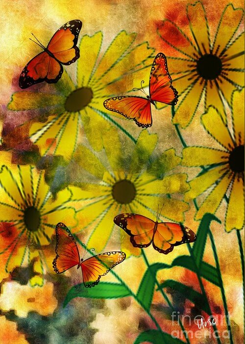 Sunshine Daisies Greeting Card featuring the digital art Sunshine Daisies by Maria Urso