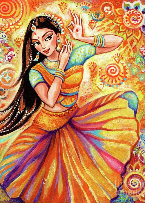 Beautiful Indian Woman Greeting Card featuring the painting Sunshine Dance by Eva Campbell