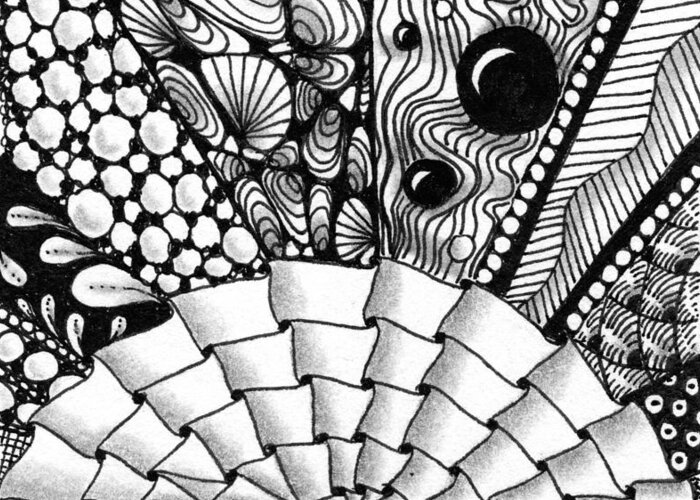 Zentangle Greeting Card featuring the drawing Sunsplosion by Jan Steinle