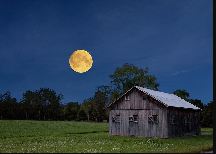 Super Moon Greeting Card featuring the photograph Super Moon with Barn by Joe Granita