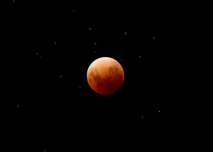Moon Greeting Card featuring the photograph Super Red Blue Moon Eclipse by Evelyn Tambour