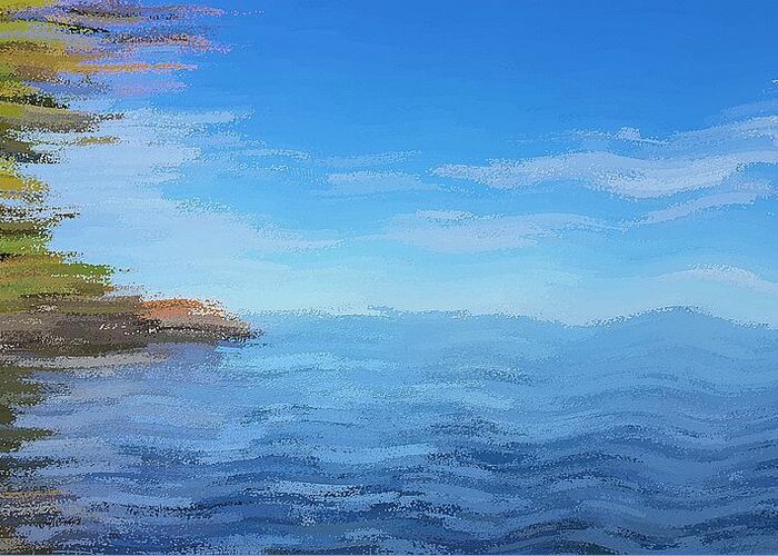 Blue Greeting Card featuring the digital art Superior Shore by David Manlove