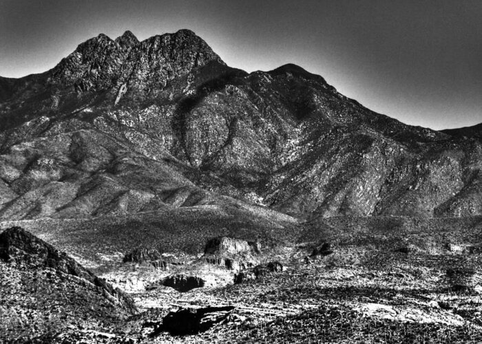 Arizona Greeting Card featuring the photograph Four Peaks from Lost Dutchman State Park by Roger Passman