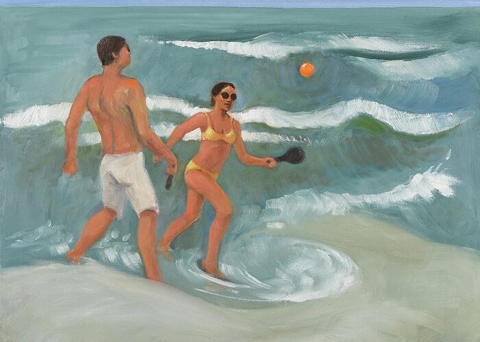 Surf Greeting Card featuring the painting Surf Ball by Laura Lee Cundiff