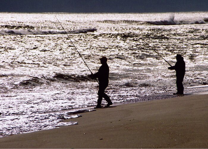 Fishing Greeting Card featuring the photograph Surf Fishing by Steve Karol