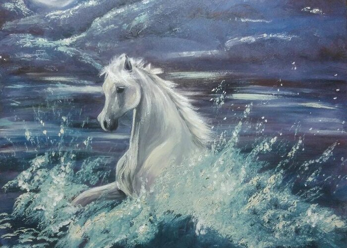 Surf Greeting Card featuring the painting White Spirit by Abbie Shores