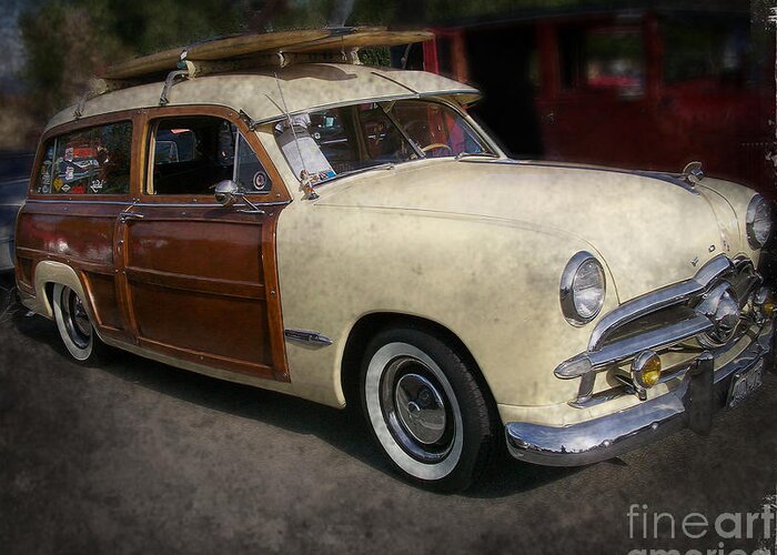 Woody Greeting Card featuring the photograph Surfer Wood Panel Car by Scott Parker