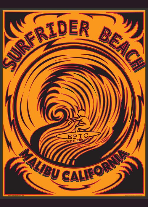 Surfing Greeting Card featuring the digital art Surfrider Beach Malibu California by Larry Butterworth