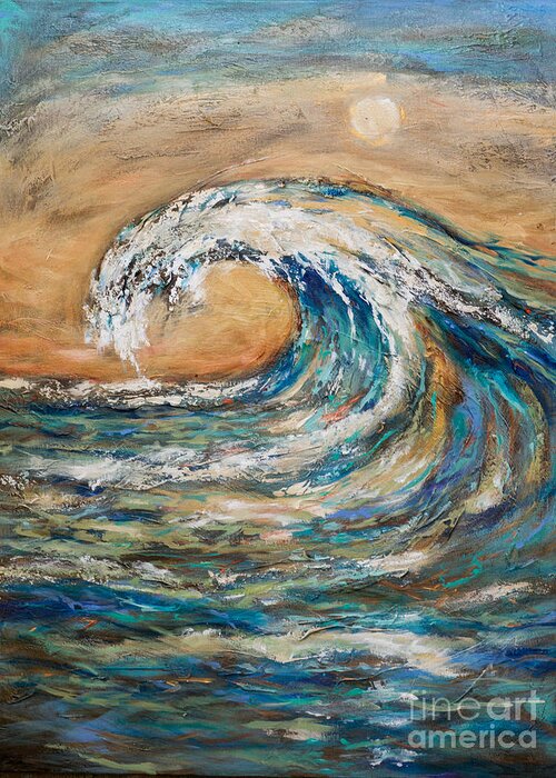 Surf Greeting Card featuring the painting Surf's Up by Linda Olsen