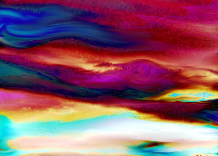 Ocean Greeting Card featuring the digital art Surreal Seascape series 3 by Abstract Angel Artist Stephen K