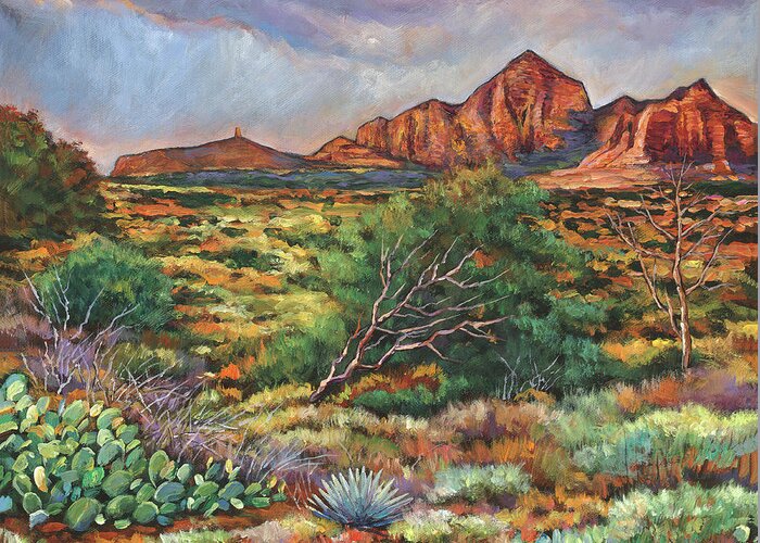 Arizona Desert Greeting Card featuring the painting Surrounded by Sedona by Johnathan Harris