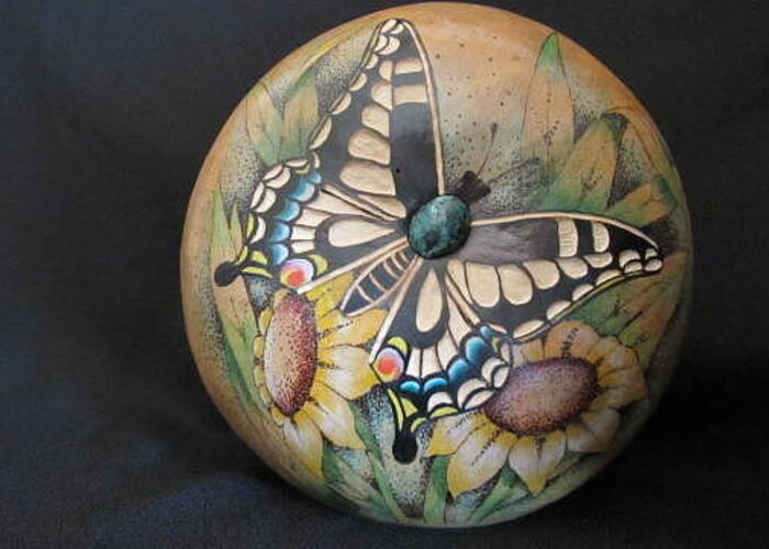 Butterfly Greeting Card featuring the pyrography Swallowtail Butterfly #GN32 by Barbara Prestridge