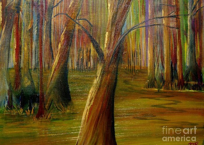 Louisiana Greeting Card featuring the painting Swamp Magic by Monica Hebert