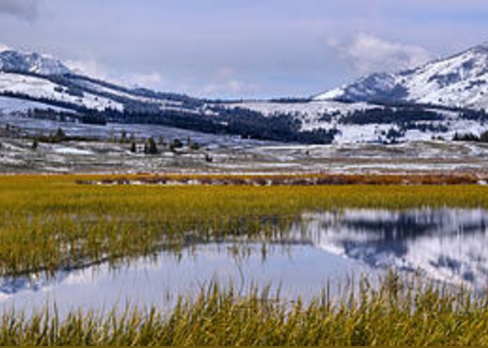 Swan Lake Greeting Card featuring the photograph Swan Alke Flats Wide Panorama by Adam Jewell