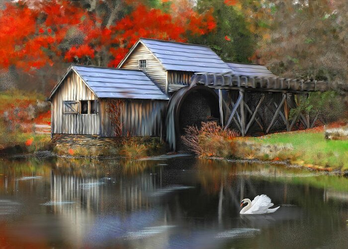 Mabry Mill Greeting Card featuring the photograph Swan at Mabry Mill by Mary Timman