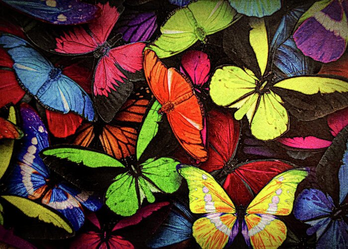 Butterflies Greeting Card featuring the painting Swarm of Butterfles by Sandi OReilly