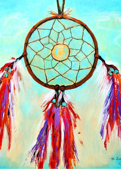 Red Greeting Card featuring the painting Sweet Dream Catcher by M Diane Bonaparte