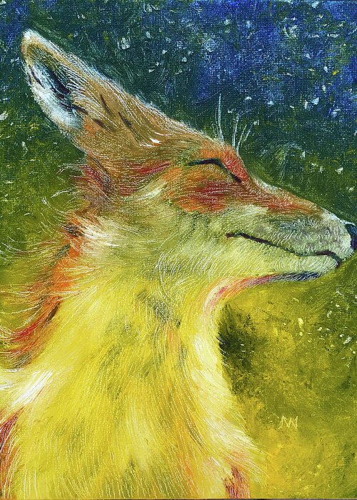 Fox Greeting Card featuring the painting Sweet Fox by AnneMarie Welsh