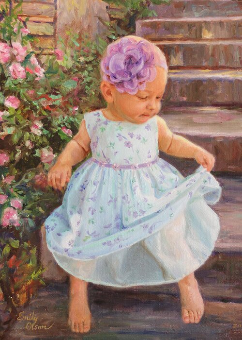 Portrait Greeting Card featuring the painting Sweet Innocence by Emily Olson